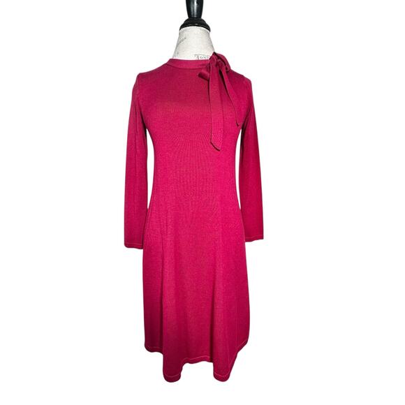 Signature by Bobbie Bee | Women | Red Stretch Knit Bow LS Mini Dress | Small - Picture 2 of 12